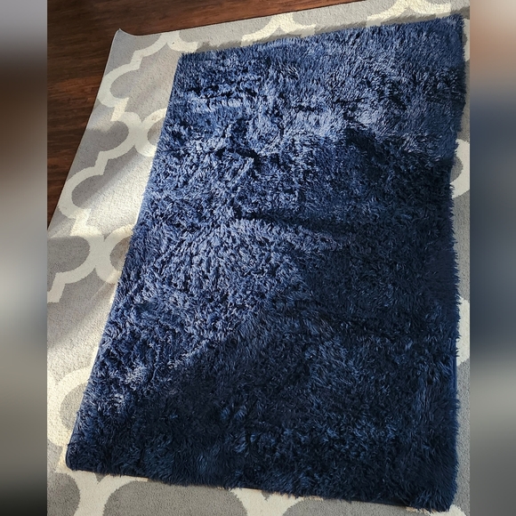 6×4 Blue Shag Rug - Picture 3 of 5